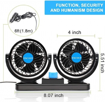 Car Fan For Cooling 4 Inches Dual Dead