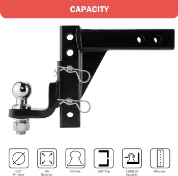 Adjustable Trailer Hitch Mount With 2 Locks and Ball