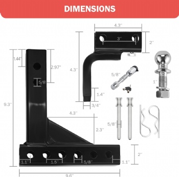 Adjustable Trailer Hitch Mount With 2 Locks and Ball